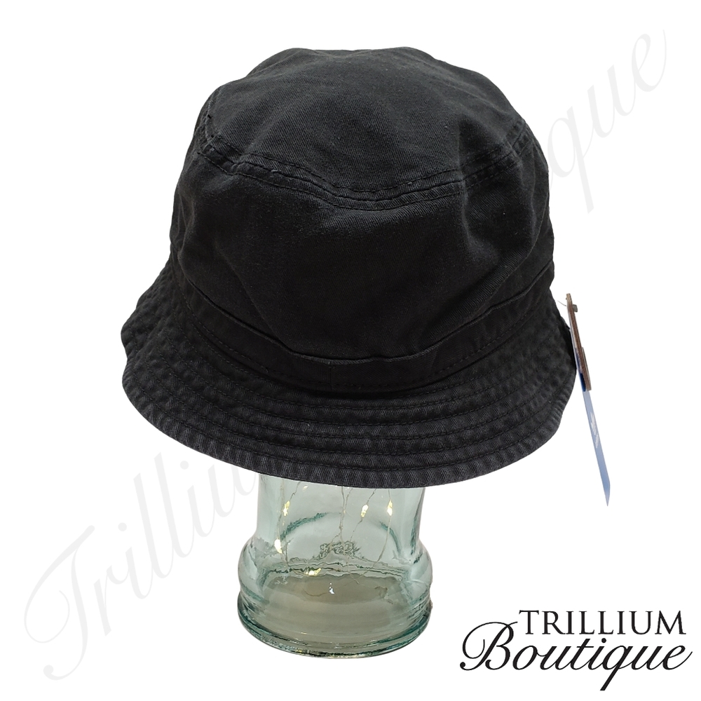 ADIDAS Unisex Originals Washed Bucket Leaf Hat Black / White Logo OSFA - Picture 4 of 6